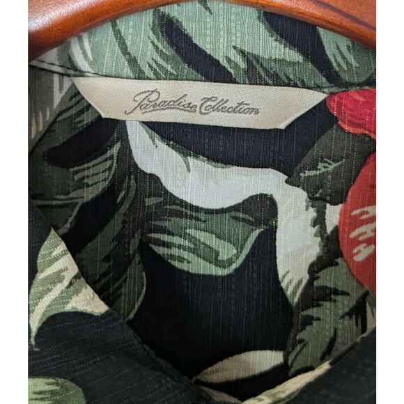 PARADISE COLLECTION Men's M Silk Hawaiian Tropical Button Down Shirt Vacation - Picture 2 of 7